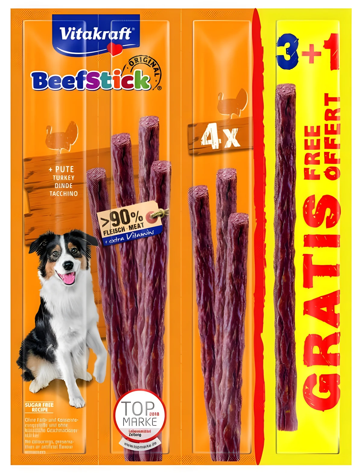 VITAKRAFT Dog Beef Stick indyk - 3+1 szt