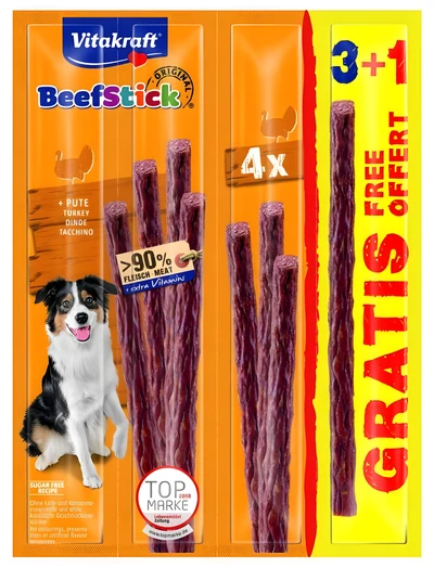 Przysmak dla psa VITAKRAFT Dog Beef Stick z indykiem - 4 sztuki