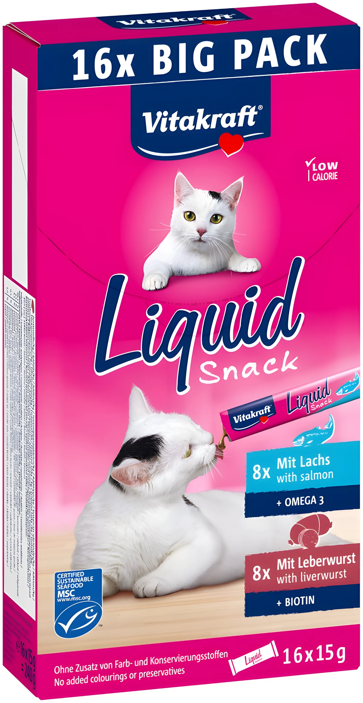 VITAKRAFT Liquid SNACK wątróbka+łosoś - 16szt