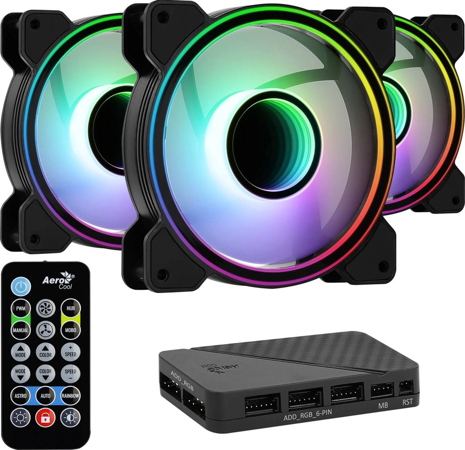 Wentylator + Hub AEROCOOL PGS MIRAGE 12 ARGB PRO 3x120 — zdjęcie 1 z 8