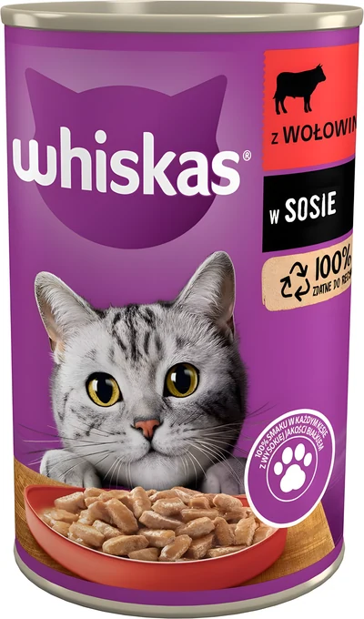 Whiskas Adult - Karma mokra z wołowiną w sosie 400 g