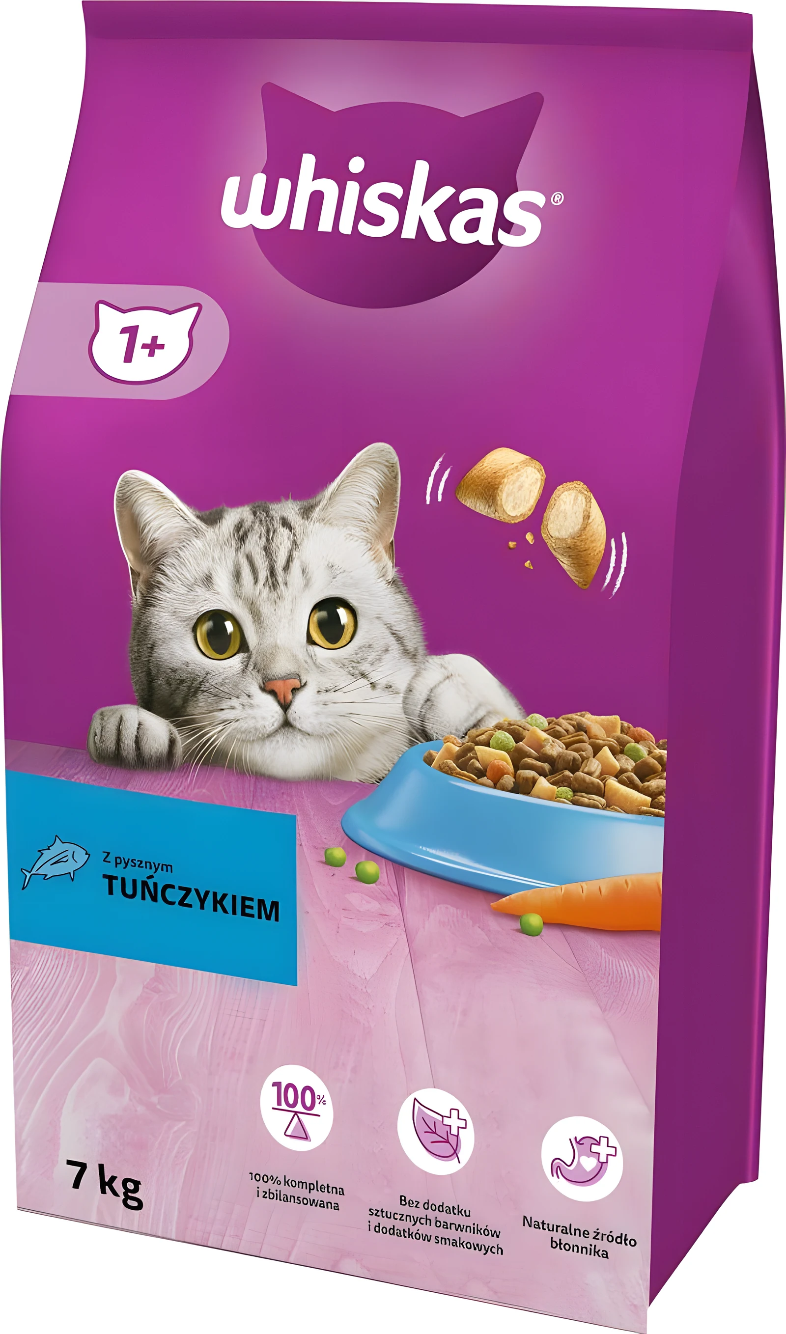 Sucha karma dla dorosłych kotów WHISKAS z tuńczykiem 7 kg