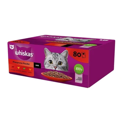 Whiskas Mokra Karma w Sosie - Drób, Jagnięcina, Wołowina, Kurczak, 85g (8 saszetek)