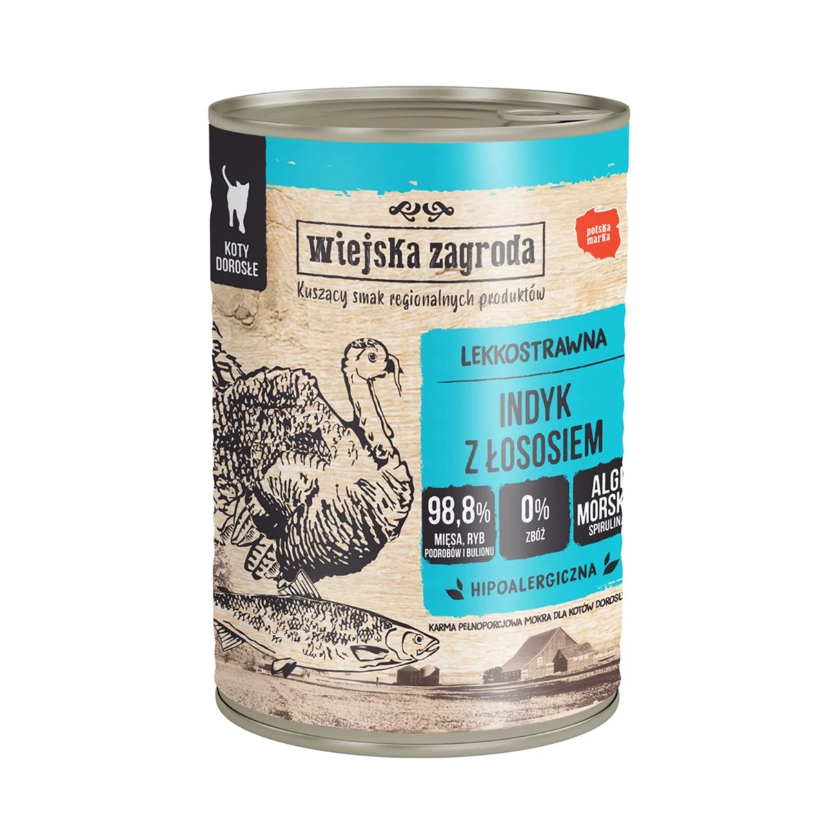 Wiejska Zagroda Indyk z łososiem 400g