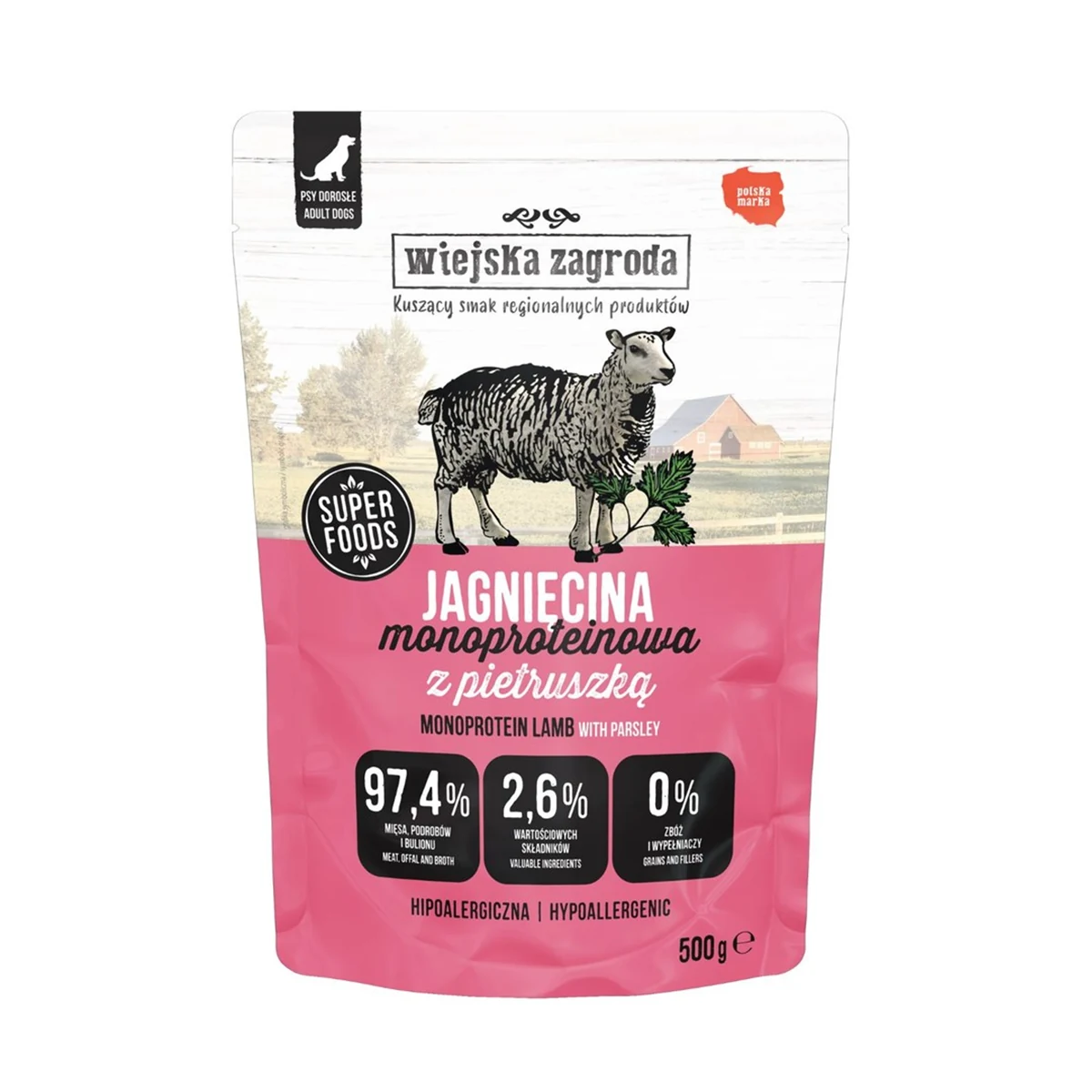 Wiejska Zagroda Jagnięcina 500g - Mokra Karma Psa