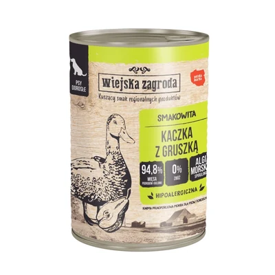 Mokra karma dla psa Wiejska Zagroda Kaczka z gruszką 400 g