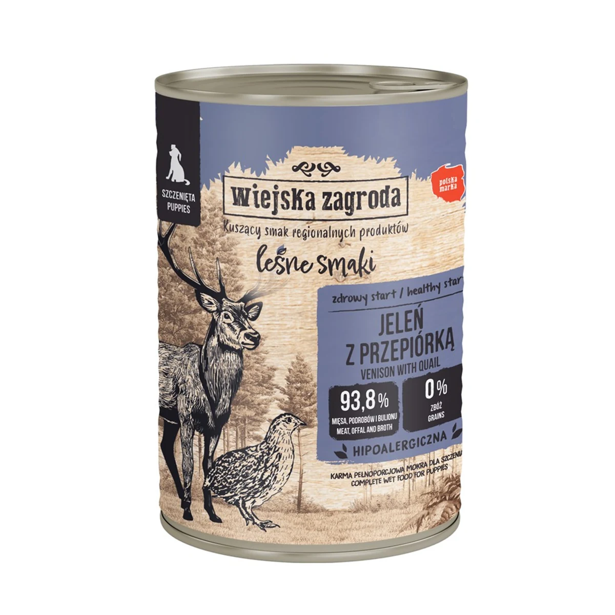 Wiejska Zagroda Karma mokra dla psa Leśne smaki Jeleń z przepiórką (szczeniak) 400g