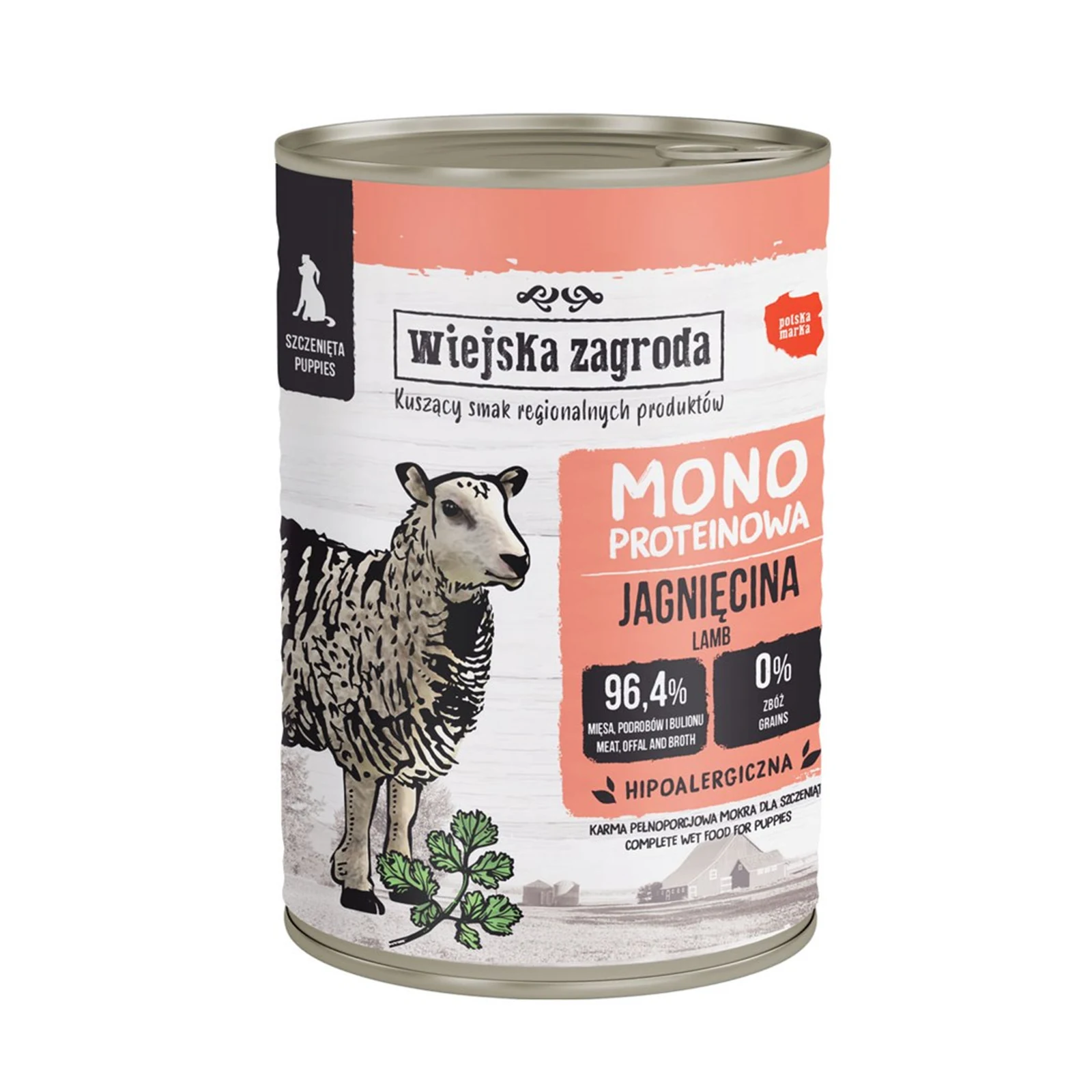 Wiejska Zagroda Karma mokra dla psa Monobiałkowa Jagnięcina (szczeniak) 400g