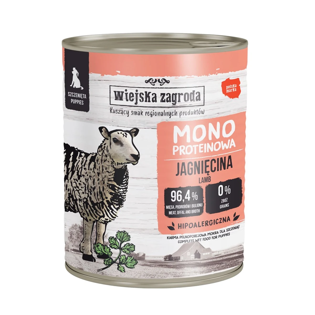 Wiejska Zagroda Karma mokra dla psa Monobiałkowa Jagnięcina (szczeniak) 800g