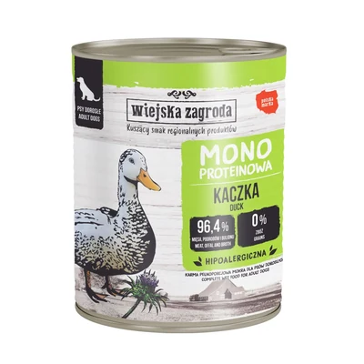 Mokra karma dla psa Wiejska Zagroda Monobiałkowa Kaczka (dorosły) 800g
