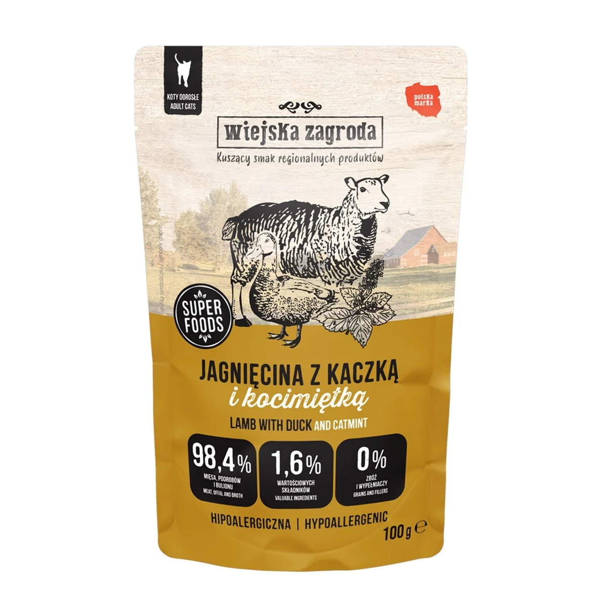 Wiejska Zagroda Karma mokra Jagnięcina z kaczką (100g, 12 szt.)