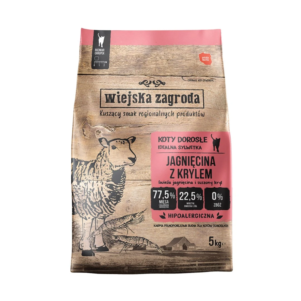 Wiejska Zagroda Karma sucha dla kota Jagnięcina z krylem (dorosły) 5kg