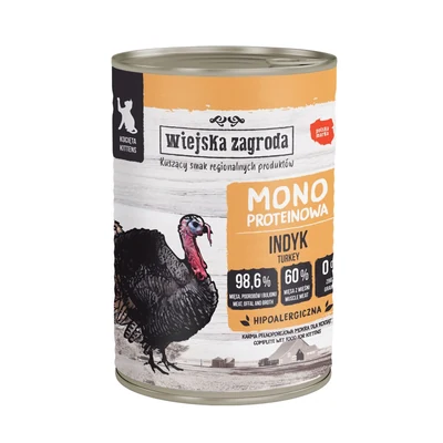 Mokra karma dla psa Wiejska Zagroda - Monobiałkowa z indykiem 400g
