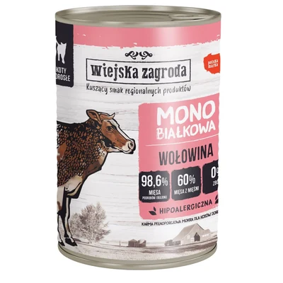 Mokra karma dla psa Wiejska Zagroda - Monobiałkowa Wołowina 40g