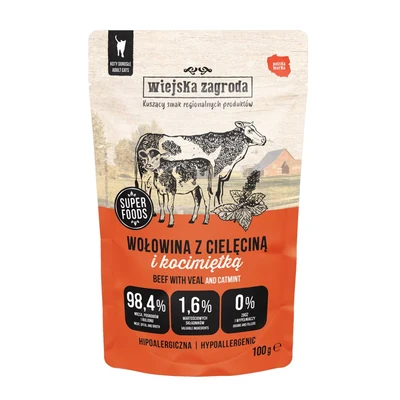 Mokra karma dla psa Wiejska Zagroda Wołowina 100g (12 sztuk)