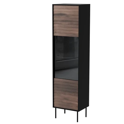 Witryna CORTINA 53x40x182 czarny/orzech