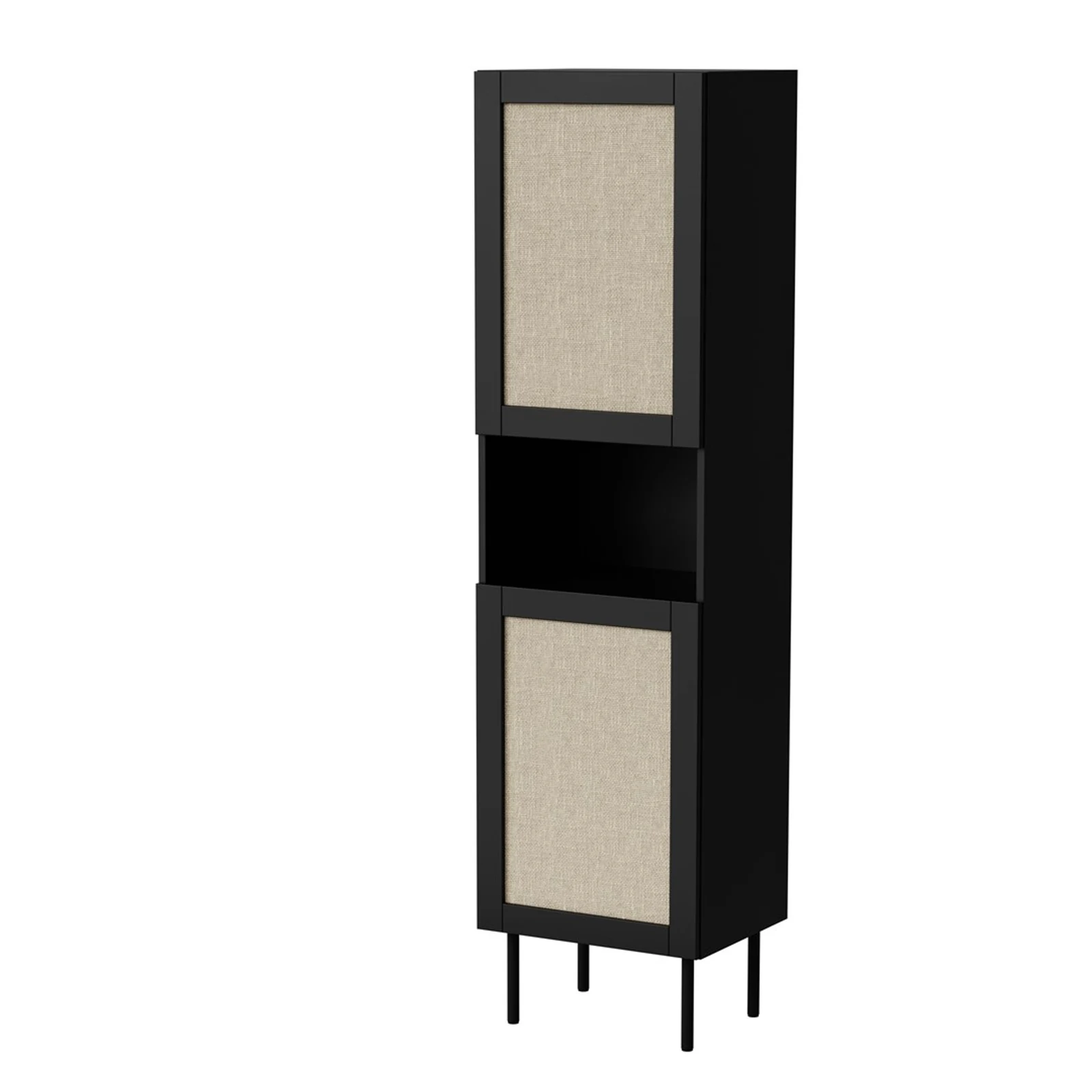 Witryna drewniana JUTA 50x39,5x190 cm, czarna z blatem w kolorze Calabria — zdjęcie 1 z 4