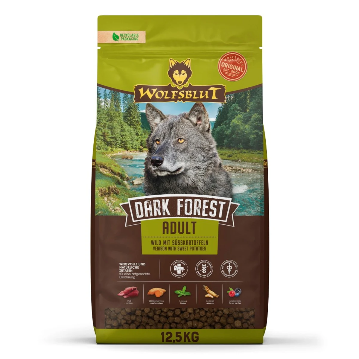 WOLFSBLUT Dark Forest 12,5kg - Bez Soi, Worek