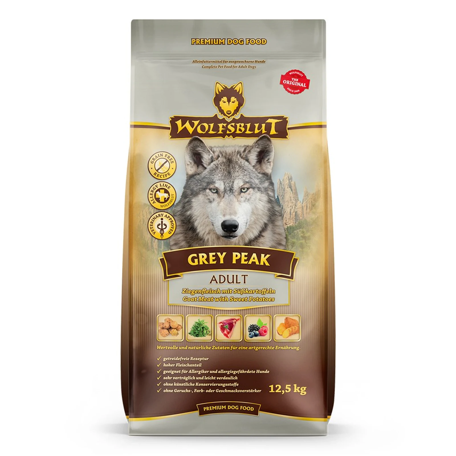 WOLFSBLUT Grey Peak Adult 12,5kg - Bezzbożowe, Monobiałkowe — zdjęcie 1 z 2