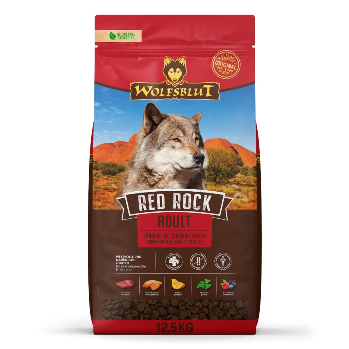 WOLFSBLUT Red Rock Adult 12,5kg - Bez Soi, Gluten, Cukru