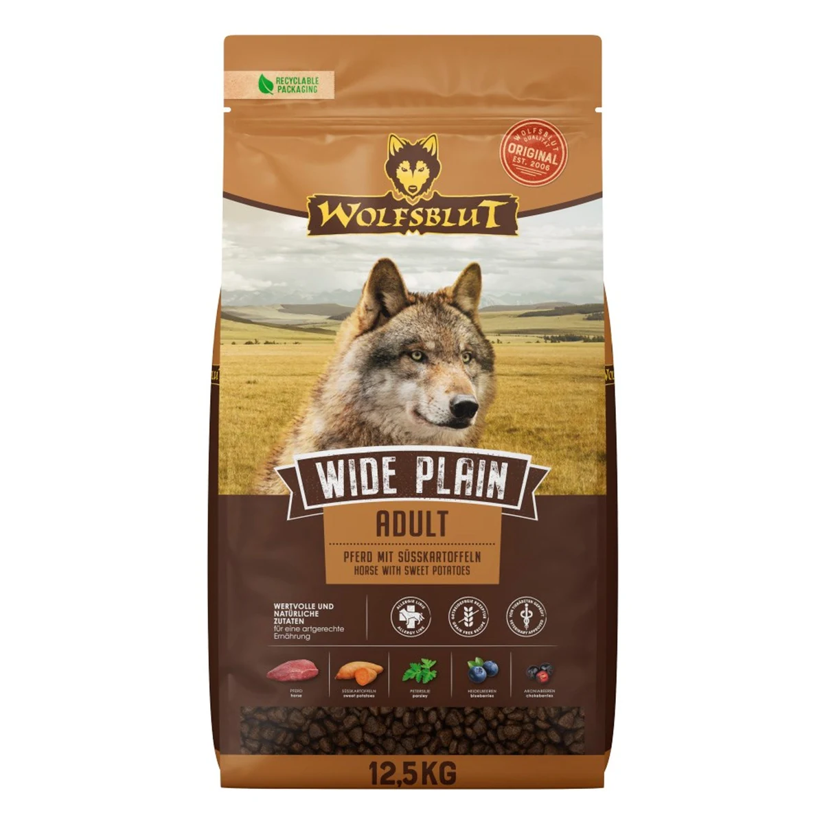 WOLFSBLUT Wide Plain Adult horse/sweet pota. 12,5kg