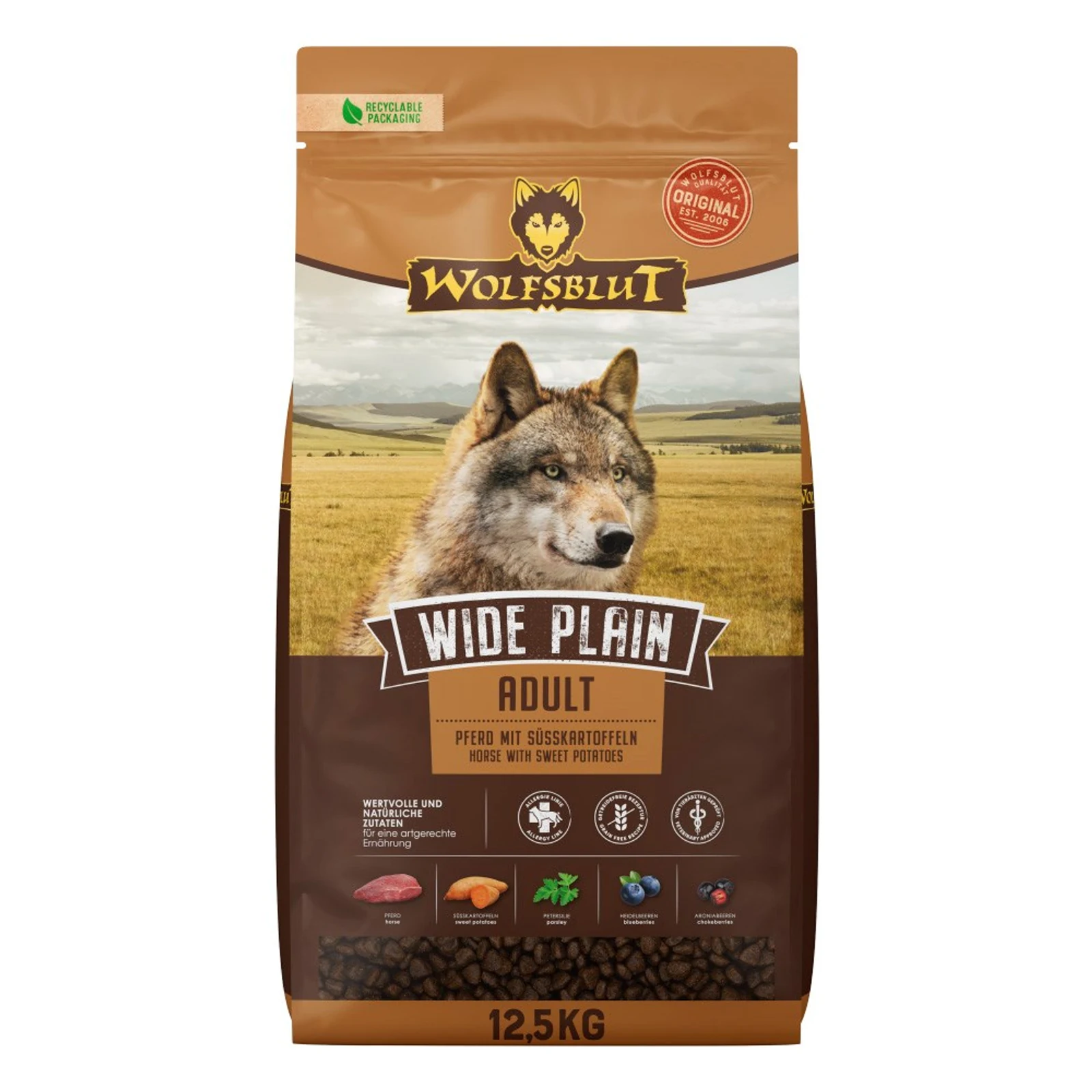 WOLFSBLUT Wide Plain Adult horse/sweet pota. 12,5kg