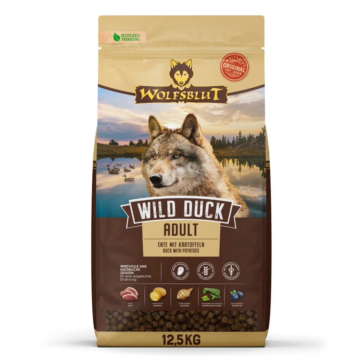WOLFSBLUT Wild Duck Adult 12,5kg - Sucha Karm dla Psa