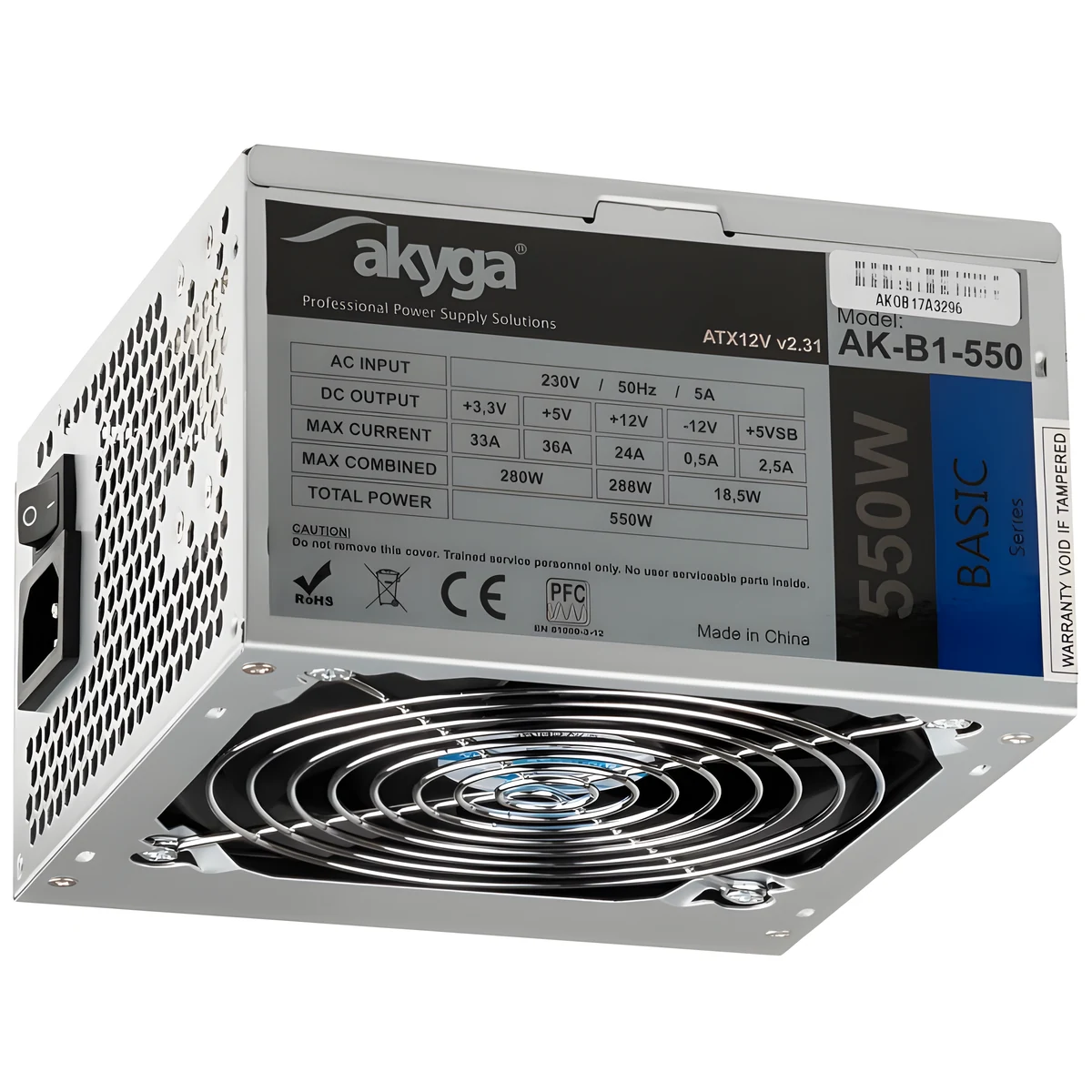 Zasilacz Akyga Basic AK-B1-550 550W Aktywne Chłodzenie