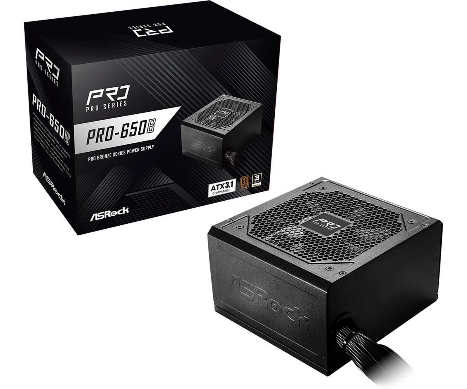 Zasilacz ASRock PRO-650B 650W 80 PLUS Bronze — zdjęcie 1 z 5