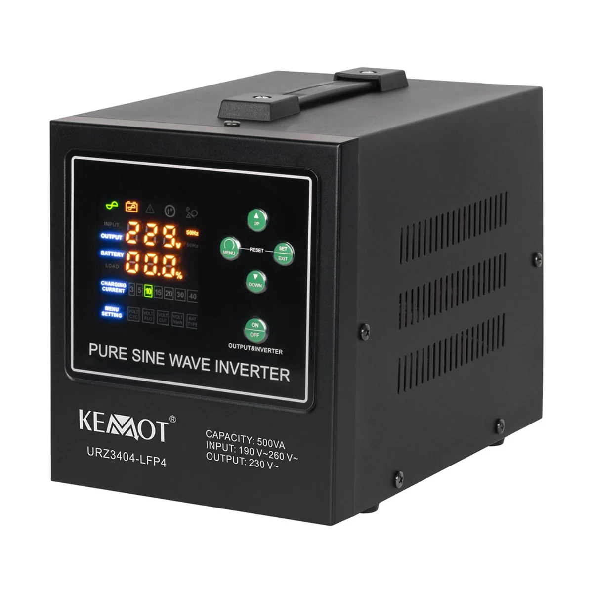 Zasilacz awaryjny KEMOT PROsinus-500 LiFePo4 500VA/300W z czystą sinusoidą i ładowaniem 12V
