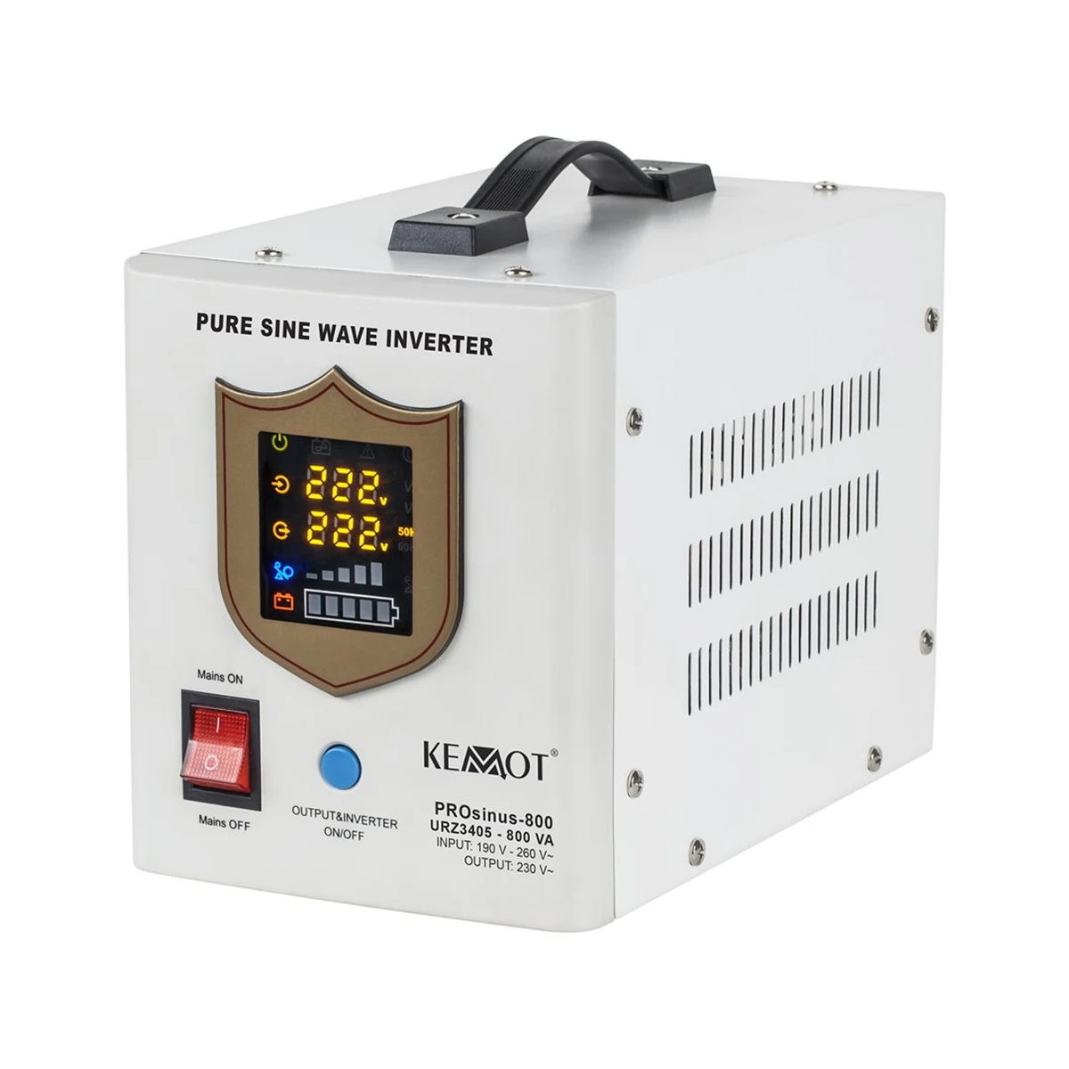 Zasilacz awaryjny Kemot PROsinus-800 800VA/500W z czystą sinusoidą i ładowaniem 12V