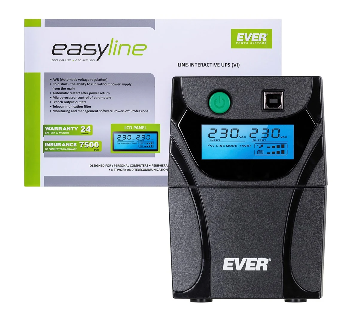 Zasilacz UPS EVER EASYLINE 650AVR USB