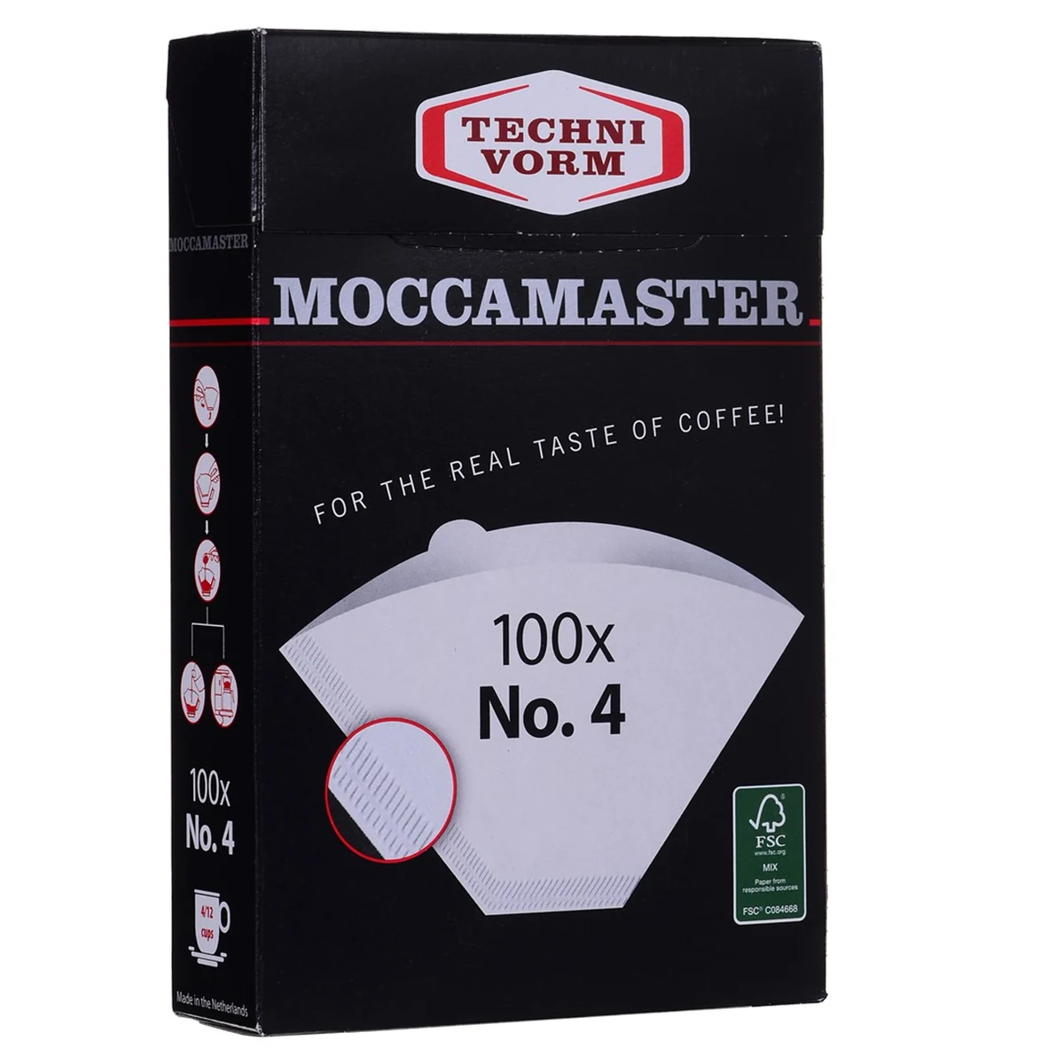 Zestaw 100 filtrów do kawy Moccamaster Nr 4, biały