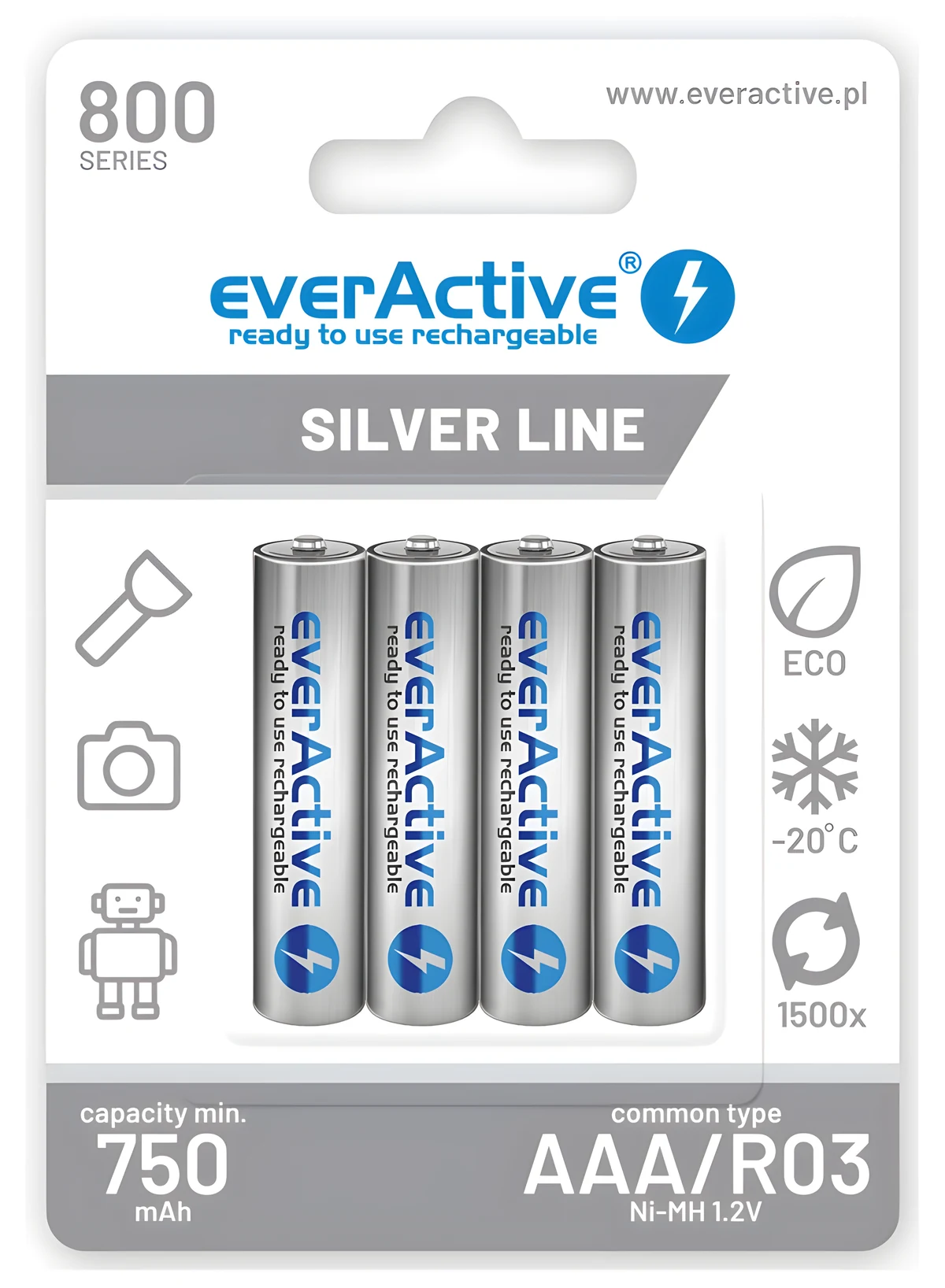 Zestaw akumulatorków everActive EVHRL03-800 800mAh Ni-MH