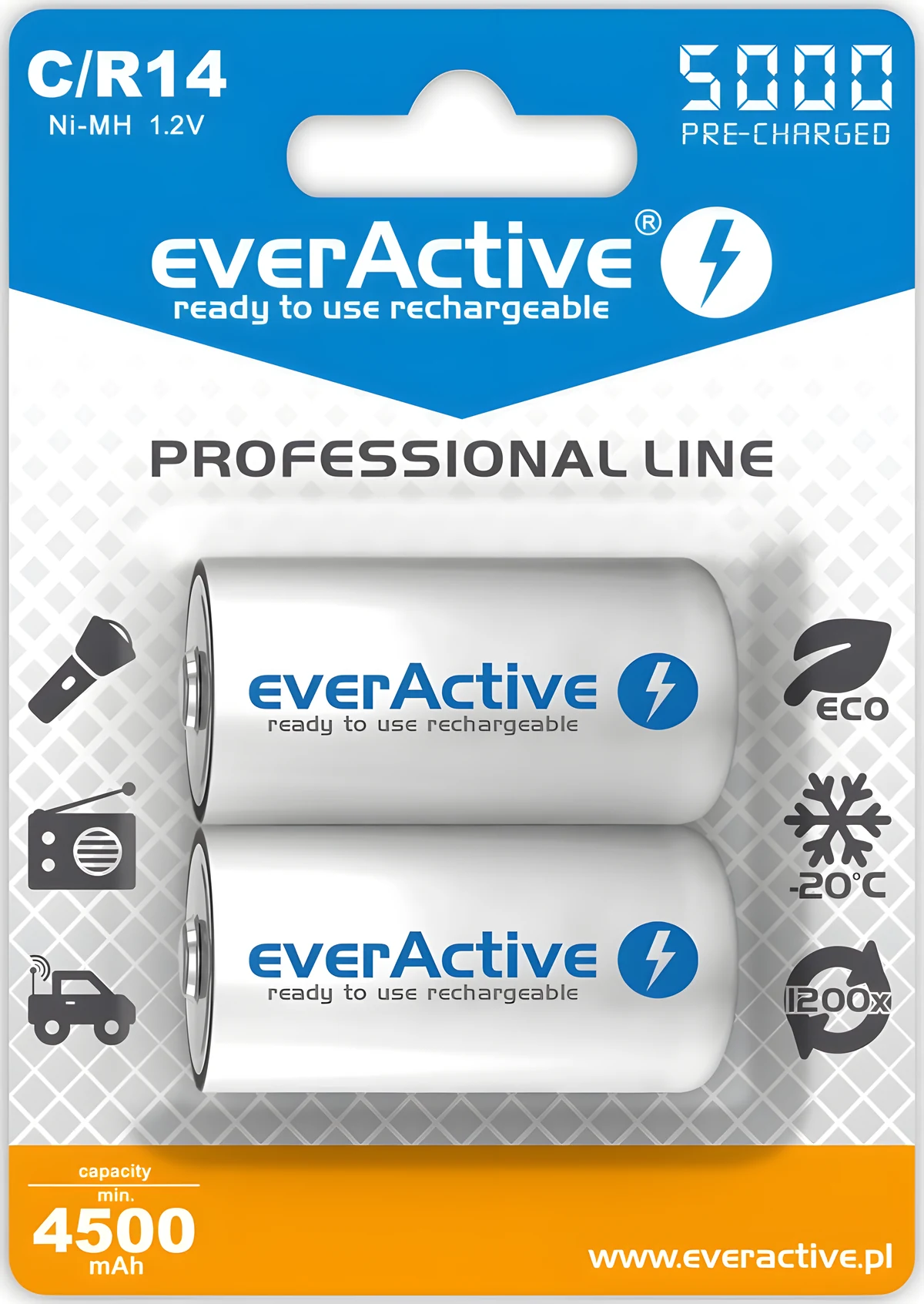 Zestaw akumulatorków everActive EVHRL14-5000 5000mAh