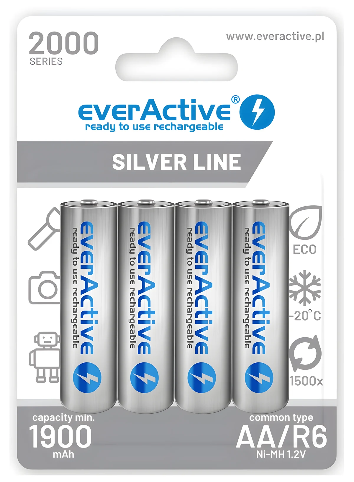 Zestaw akumulatorków everActive EVHRL6-2000 2000mAh
