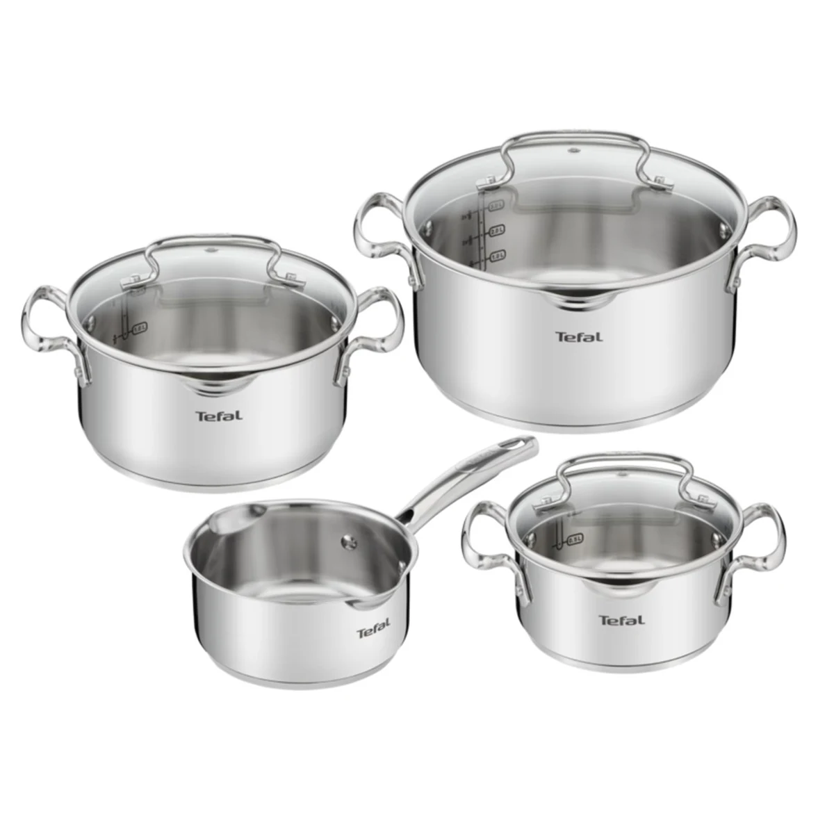 Zestaw garnków TEFAL Duetto+ 7 elem. G719S734 - 3 garnki, 3 pokrywki, stal nierdzewna