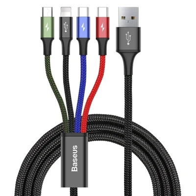 Zestaw kabli Baseus CA1T4-B01 (USB-C, Lightning, Micro USB; 1,2m; czarny)