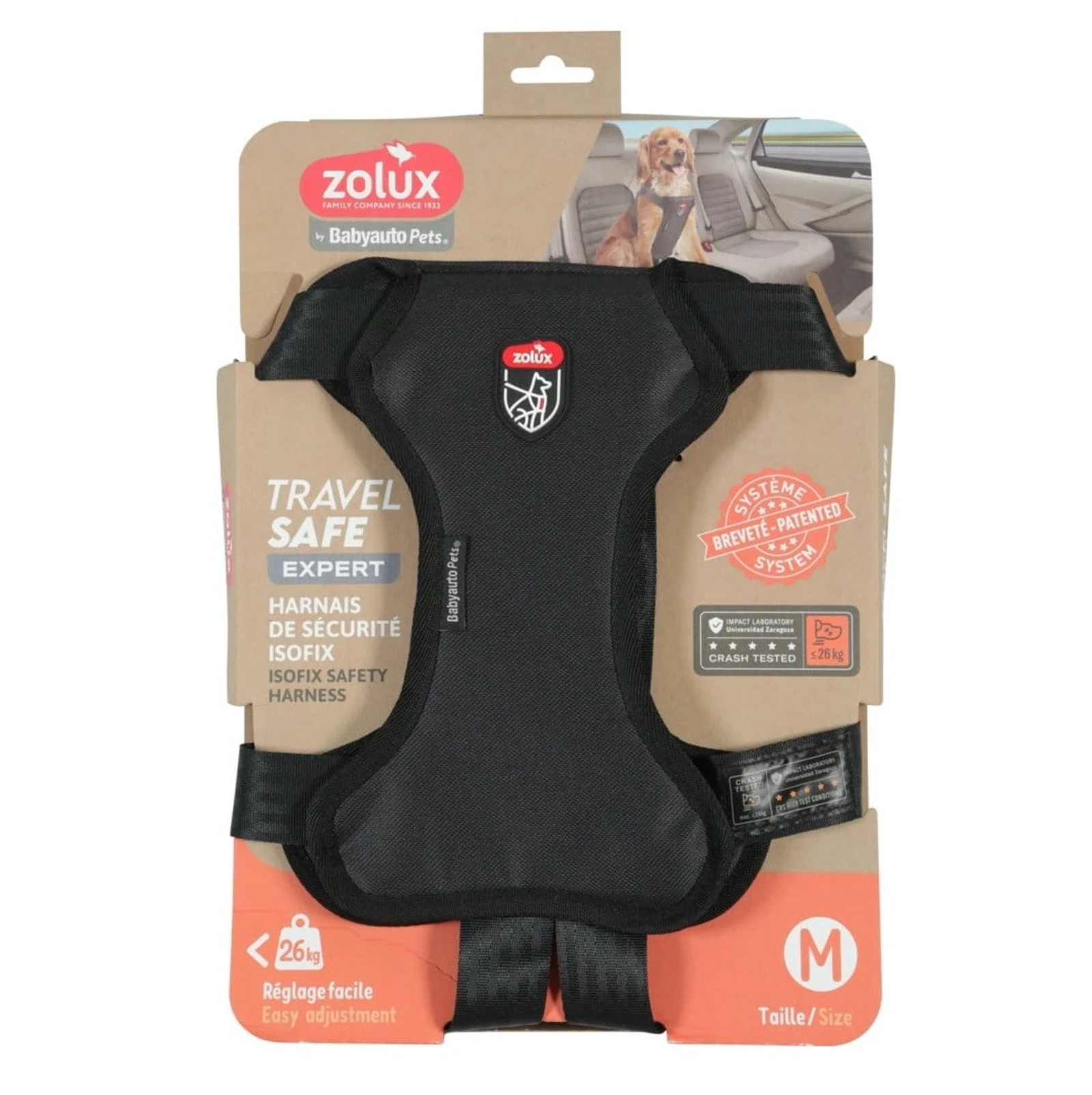 Szelki dla psa Zolux Travel Safe M, czarne — zdjęcie 1 z 6