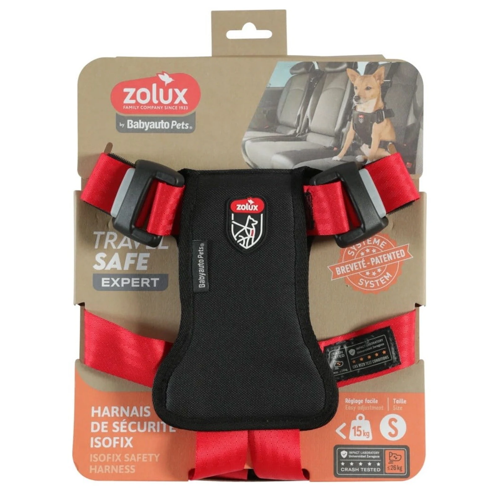 ZOLUX Szelki TRAVEL SAFE S czerwone dla psa — zdjęcie 1 z 6