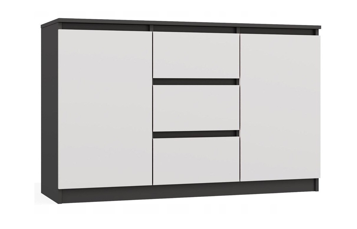 KOMODA 2 DRZWI 3 SZUFLADY ANTRACYT/BIEL KOMPLET — zdjęcie 1 z 8