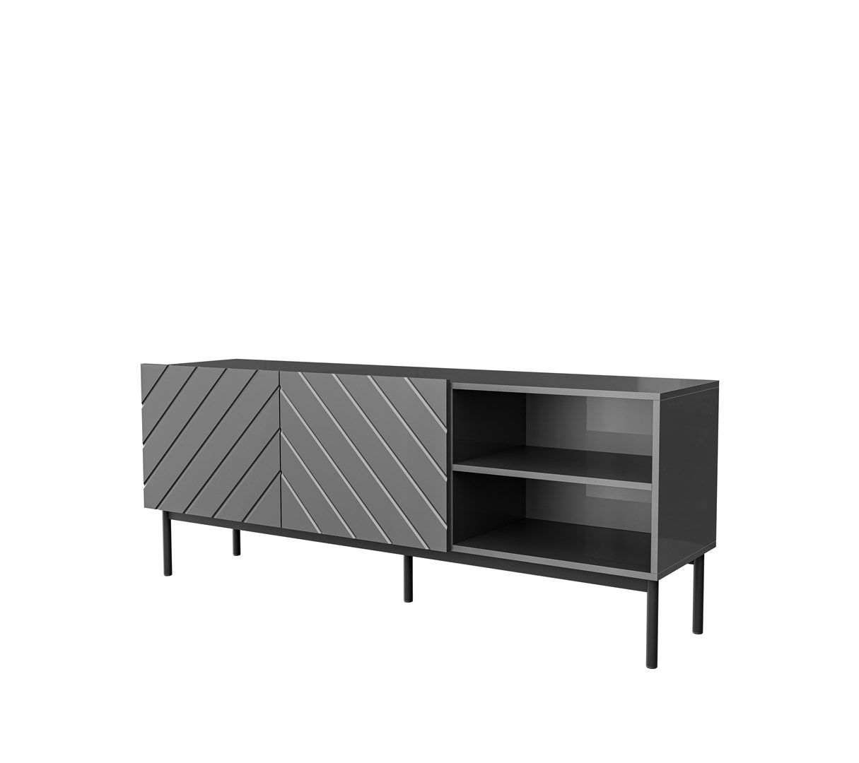 Szafka RTV ABETO 150x42x60 grafit/grafit połysk — zdjęcie 1 z 2