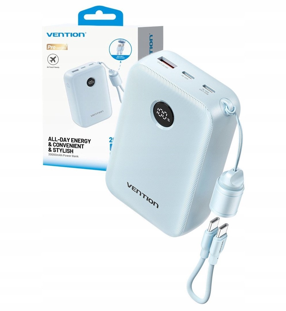 Powerbank Vention 20000mAh 2 x USB-C 1x USB-A niebieski — zdjęcie 1 z 4