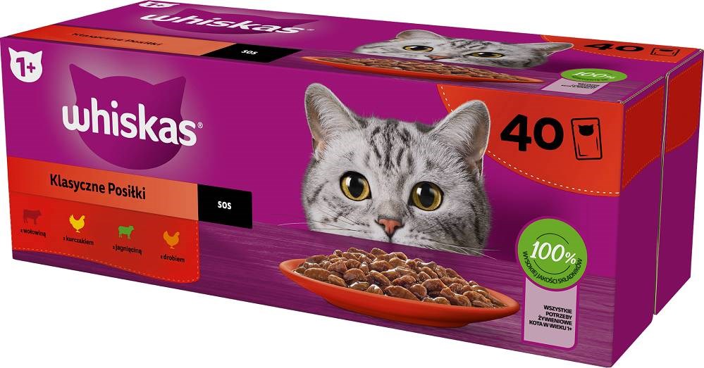 WHISKAS Saszetki drób,jagnię,woł 40x85g