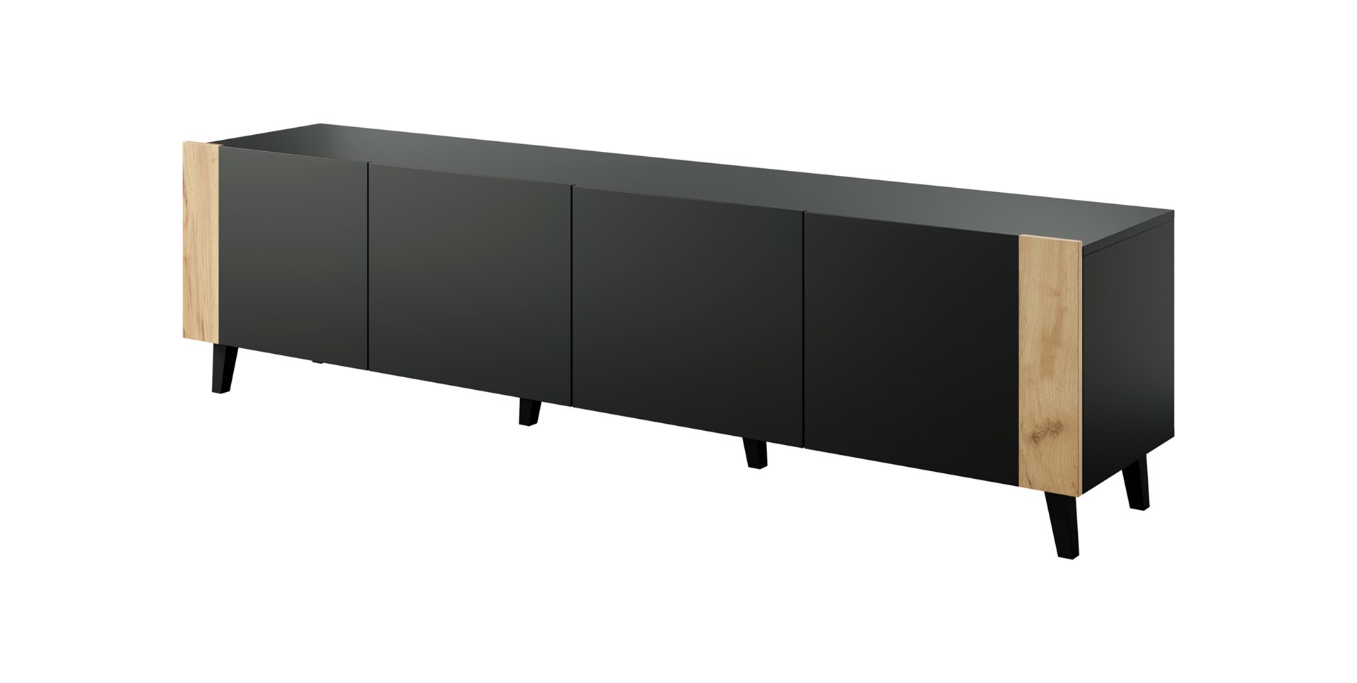 Szafka RTV FARO 200x42x52 czarny mat + dęb craft — zdjęcie 1 z 3