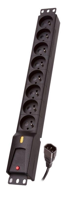Listwa zasilająca Lestar LZRM 810 BW G-A K.: 8 x UTE, 10 A, 1,5m, czarna
