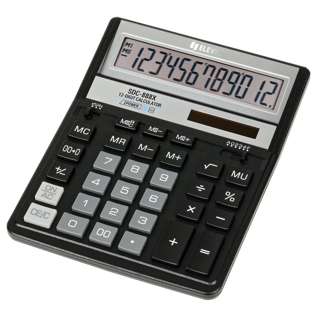 Eleven SDC-888X-BK Kalkulator Biurowy Szary Czarny — zdjęcie 1 z 8