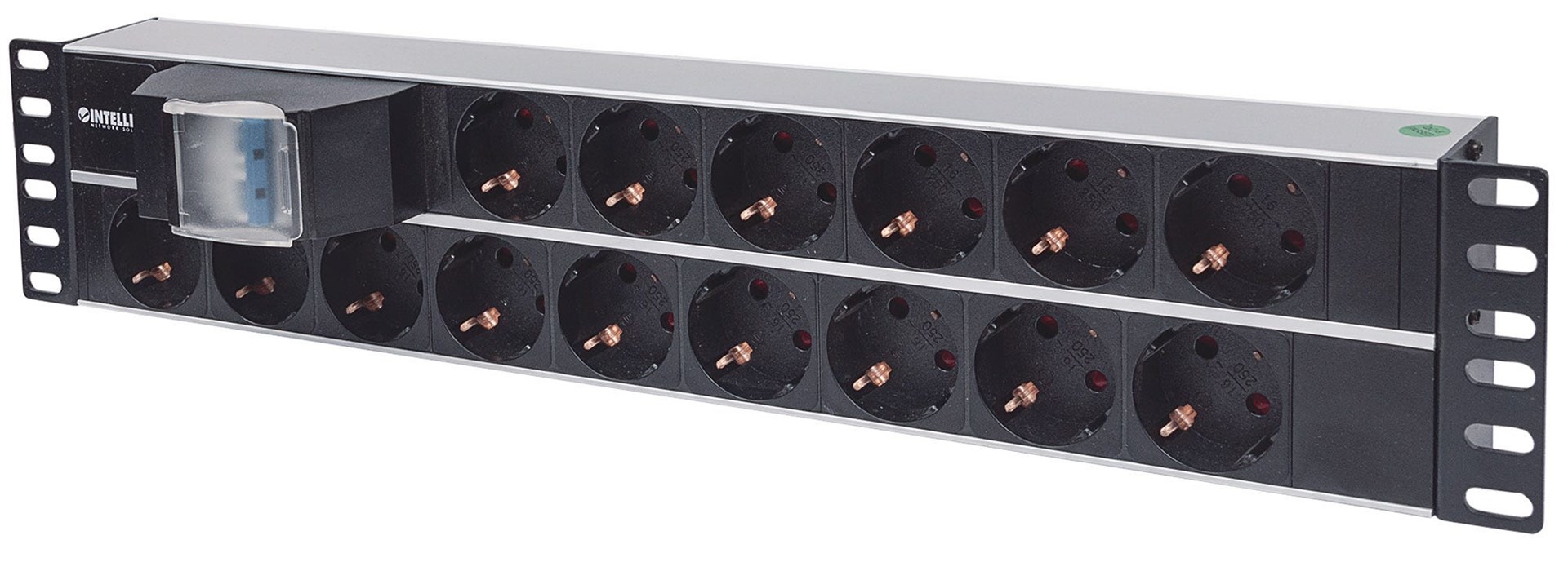 INTELLINET Listwa Zasilająca RACK 19" 2U, 15 Gniazd SCHUKO — zdjęcie 1 z 4