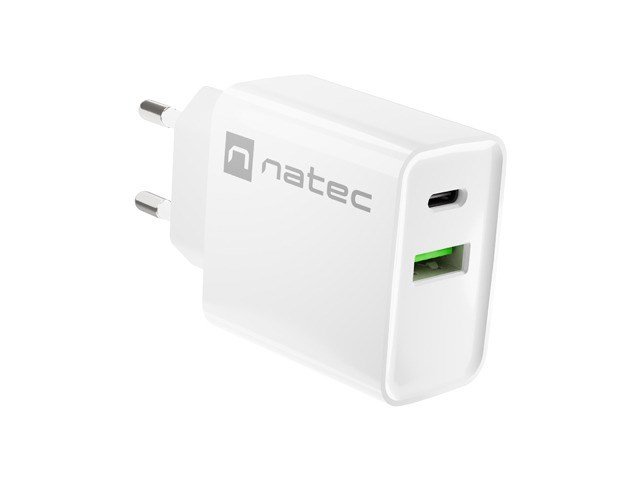 NATEC RIBERA USB-A + USB-C 20W Biała Ładowarka — zdjęcie 1 z 8