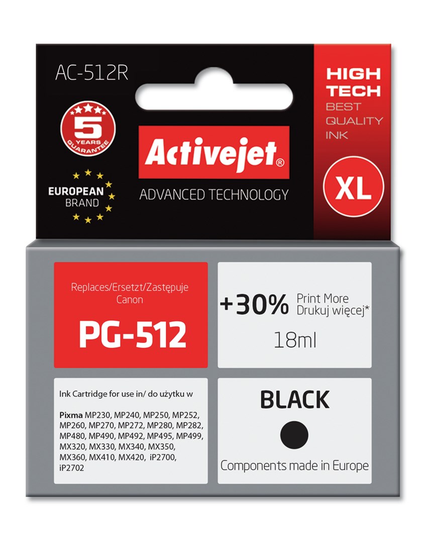 Activejet AC-512R Tusz czarny 18ml dla Canon PIXMA — zdjęcie 1 z 2